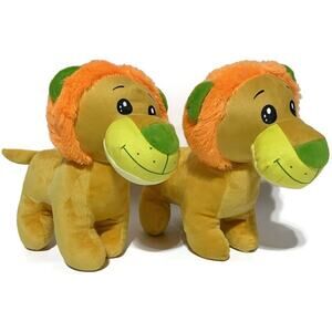 Happy Lion Cuddly Toddler Plush 10" x 12" With Cloth Eyes Set of 2